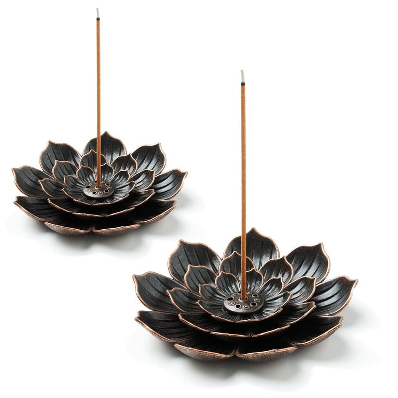 GARMOLY 2 Pack Incense Burner, Incense Holder for Sticks, Brass Lotus Incense Stick Holder - Image 1
